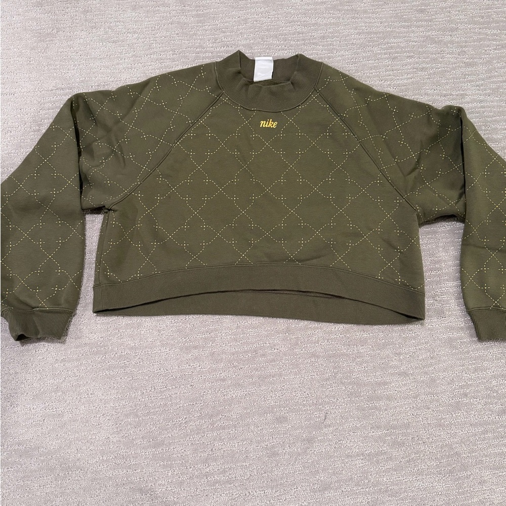Nike Quilted Olive Women's Crew Neck Sweater